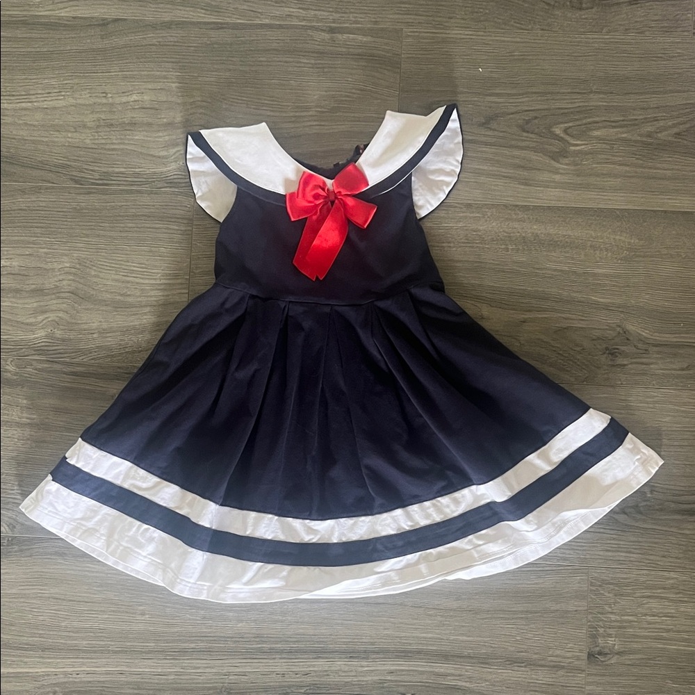 Classic Navy and White Sailor Dress for Kids